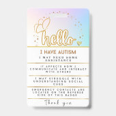Autism Alert Autistic Contact Badge Ausweis (Vorderseite)