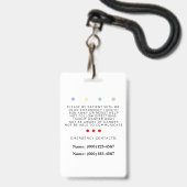 Autism Alert id Badge Tag Ausweis (Rückseite mit Schlüsselband)