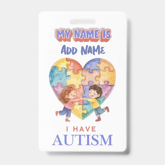 Autism Alert id Badge Tag Ausweis (Vorderseite)