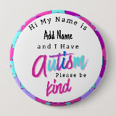 Autism Alert Im Autistic Pin id Badge Button (Vorderseite)