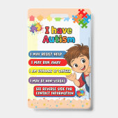 Autism Alert Nonverbal Autistic Contact  Ausweis (Vorderseite)