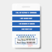 Autism Alert Nonverbal Autistic Contact Badge Ausweis (Back)