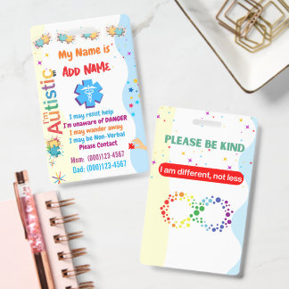 Autism Alert Nonverbal Autistic Contact Badge Ausweis