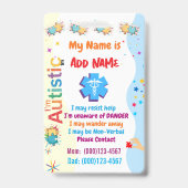 Autism Alert Nonverbal Autistic Contact Badge Ausweis (Vorderseite)