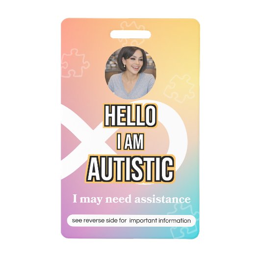 Autism Alert Photo ID Alert Badge Ausweis
