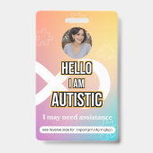 Autism Alert Photo ID Alert Badge Ausweis (Vorderseite)