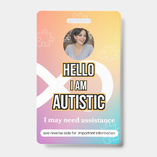 Autism Alert Photo ID Alert Badge Ausweis