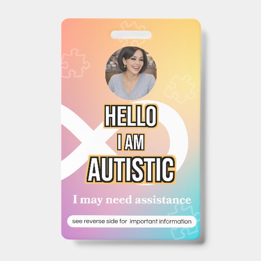 Autism Alert Photo ID Alert Badge Ausweis (Vorderseite)