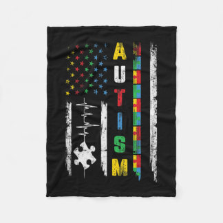 Autism American Flag Puzzle Autism Awareness Men W Fleecedecke