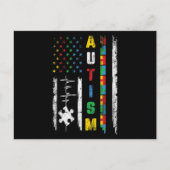 Autism American Flag Puzzle Autism Awareness Men W Postkarte (Vorderseite)
