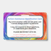 Autism Assistance Identification Card Ausweis (Back)