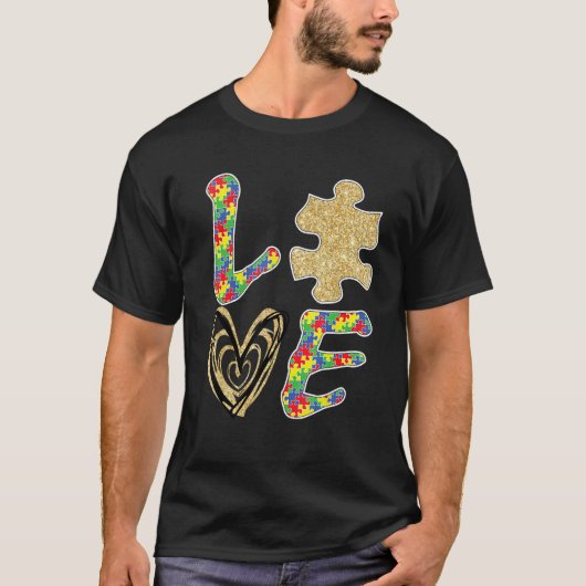 Autism Awareness 2023 Love and Cute Puzzle Piece D T-Shirt (Vorderseite)