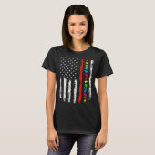 Autism Awareness 4th July Thin Red Line Firefighte T-Shirt (Vorne ganz)