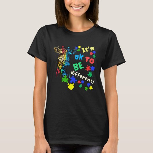 Autism Awareness Acceptance Giraffe Its Ok To Be D T-Shirt (Vorderseite)