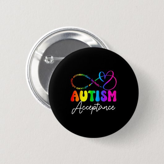 Autism Awareness Acceptance Infinity Symbol Advoca Button (Vorne & Hinten)