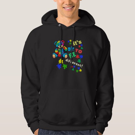 Autism Awareness Acceptance Teddy Bear Ok To Be Di Hoodie (Vorderseite)
