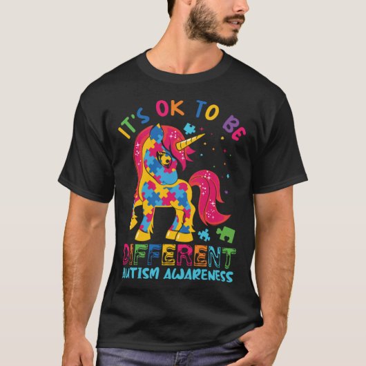 Autism Awareness Acceptance Unicorn Its Ok To Be D T-Shirt (Vorderseite)
