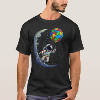 Autism Awareness Astronaut Space Puzzle Balloon T-Shirt