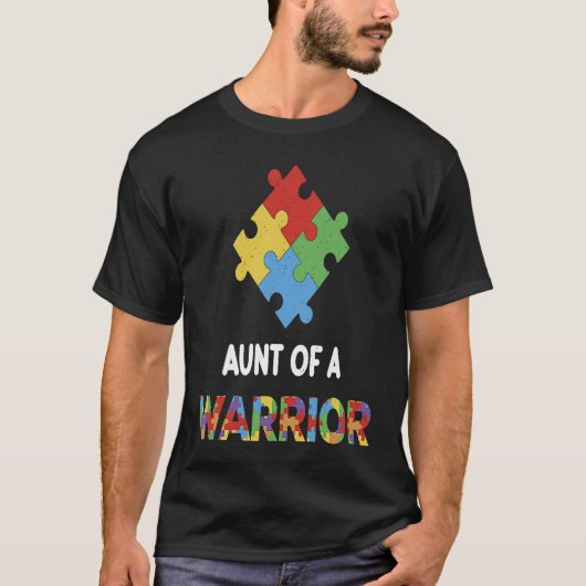 Autism Awareness Aunt Of A Warrior Autistic Kids A T-Shirt (Vorderseite)