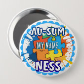 Autism Awareness Ausomeness pin badge Button (Vorne & Hinten)