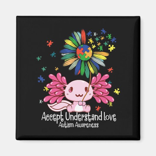 Autism awareness , axolotl lovers T-Shirt134 Magnet (Vorne)