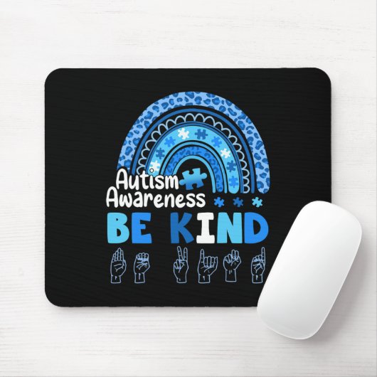 Autism Awareness Be Kind Asl Hand Sign Language  Mousepad (Mit Mouse)
