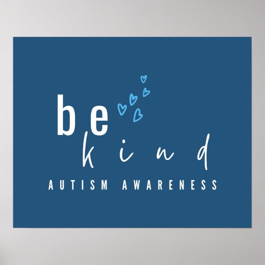 autism awareness be kind blue hearts modern  poster (Vorne)