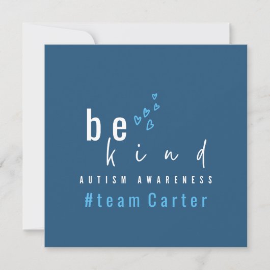 autism awareness be kind blue #team name custom  einladung (Vorderseite)