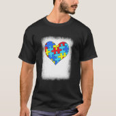 Autism Awareness Bleached Autism Heart Puzzle Piec T-Shirt (Vorderseite)