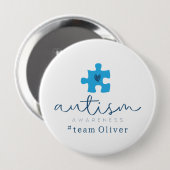 autism awareness blue puzzle piece #team name  button (Vorne & Hinten)