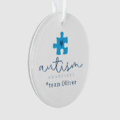 autism awareness blue puzzle piece #team name ornament (Vorderseite)