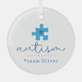 autism awareness blue puzzle piece #team name  ornament aus glas (Vorderseite)