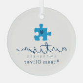 autism awareness blue puzzle piece #team name  ornament aus glas (Rückseite)