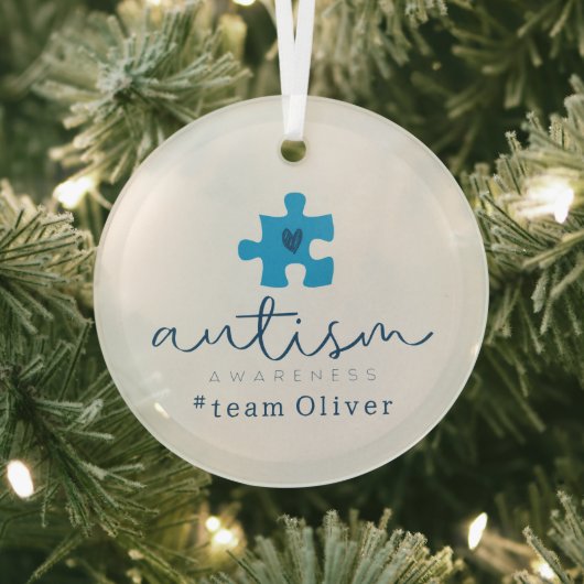 autism awareness blue puzzle piece #team name  ornament aus glas (InSitu)
