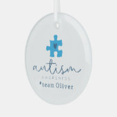 autism awareness blue puzzle piece #team name  ornament aus glas (Vorderseite links)