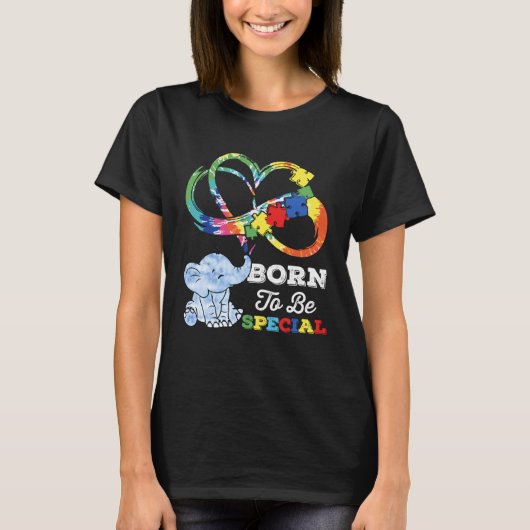 Autism Awareness Born Special Elephant Infinity Lo T-Shirt (Vorderseite)