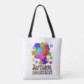 Autism Awareness Boy Puzzle Tote Bag Tasche (Rückseite)
