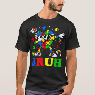 Autism Awareness Bruh Dabbing Heart Puzzle T-Shirt