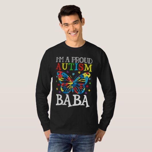Autism Awareness Butterfly I'm a Proud Autism Baba T-Shirt (Vorne ganz)