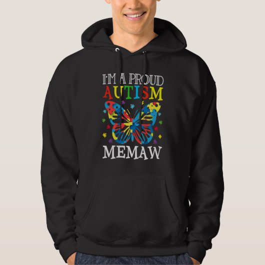 Autism Awareness Butterfly I'm a Proud Autism Mema Hoodie (Vorderseite)