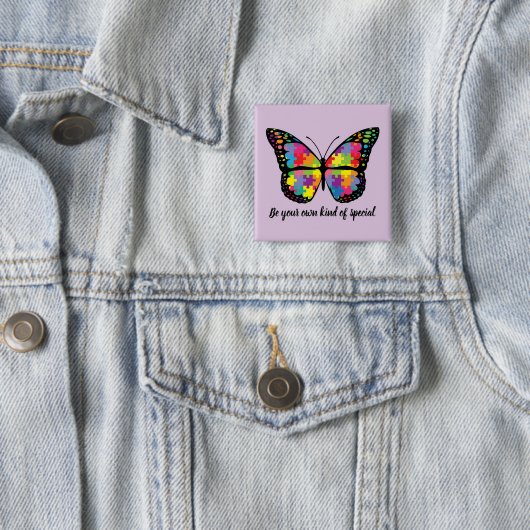 Autism Awareness Butterfly Puzzle Piece Button (Beispiel)