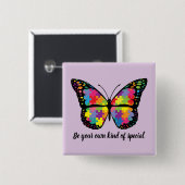 Autism Awareness Butterfly Puzzle Piece Button (Vorne & Hinten)