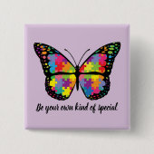 Autism Awareness Butterfly Puzzle Piece Button (Vorderseite)