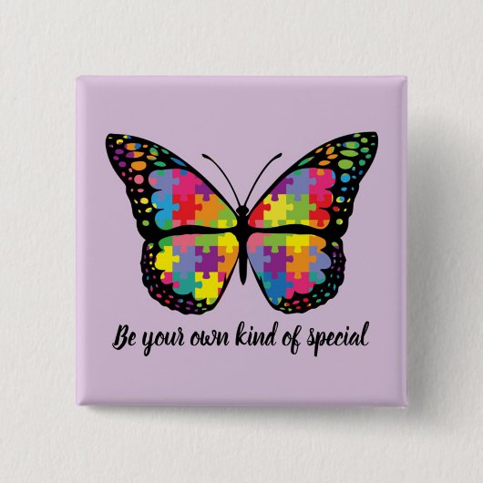 Autism Awareness Butterfly Puzzle Piece Button (Vorderseite)