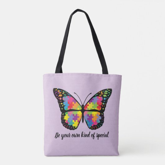 Autism Awareness Butterfly Puzzle Piece Tasche (Rückseite)
