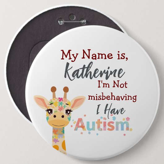 Autism awareness button, I'm not misbehaving  Button (Vorne & Hinten)