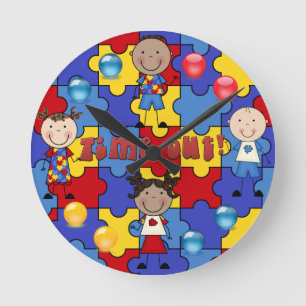 Autism Awareness Clock 5 Runde Wanduhr