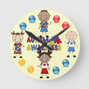 Autism Awareness Clock 7 Runde Wanduhr