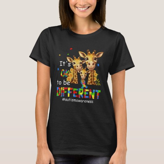 Autism Awareness Cute Giraffe Animal It s Ok To Be T-Shirt (Vorderseite)