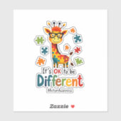 Autism Awareness Cute Giraffe Animal Its Ok To Be Aufkleber (Blatt)